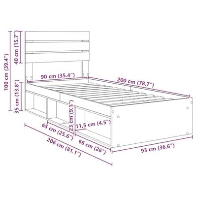Bedframe Ambachtelijk eiken 90 x 200 cm Massief grenenhout