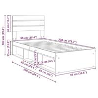Bedframe Ambachtelijk eiken 90 x 200 cm Massief grenenhout - thumbnail