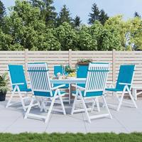 VidaXL Tuinstoelkussens 6 st hoge rug 120x50x3 cm stof blauw - thumbnail