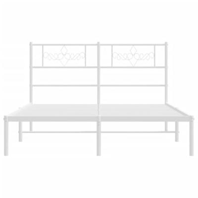 Bedframe met hoofdbord metaal wit 140x200 cm