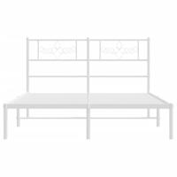 Bedframe met hoofdbord metaal wit 140x200 cm - thumbnail