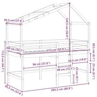 Halfhoogslaper met ladder en bedhuis grenenhout 90x200 cm - thumbnail