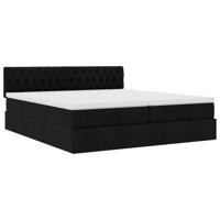 Ottoman bed met matrassen en LED's 180x200cm stof zwart - thumbnail