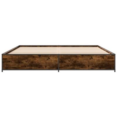 Bedframe bewerkt hout metaal gerookt eikenkleurig 200x200 cm