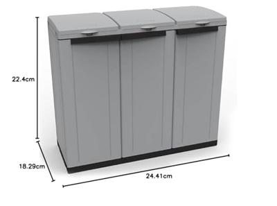 Recycling prullenbak Ecoline Zwart/Gris 3 deuren (102 x 39 x 88,7 cm)