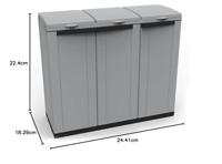 Recycling prullenbak Ecoline Zwart/Gris 3 deuren (102 x 39 x 88,7 cm) - thumbnail