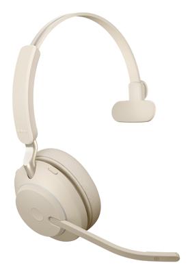 Jabra Evolve2 65, UC Mono Headset Draadloos Hoofdband Kantoor/callcenter USB Type-C Bluetooth Beige
