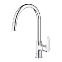 Grohe QuickFix Start Curve keukenmengkraan met uittrekbare handdouche rond chroom - thumbnail