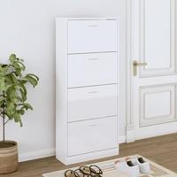 Schoenenkast 63x24x147 cm bewerkt hout hoogglans wit - thumbnail