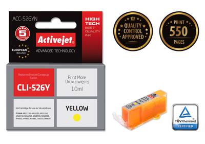 Activejet ACC-526YN inkt (Canon CLI-526Y vervanging; Supreme; 10 ml; geel)