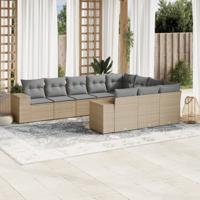 11-delige Tuinset met kussens poly rattan beige - thumbnail
