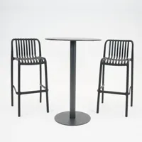 Vita Santo bartafel Ø70 met 2 Porto barstoelen zwart - thumbnail
