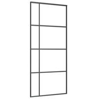 Schuifdeur met beslagset 90x205 cm ESG glas zwart - thumbnail