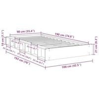 Bedframe zonder matras 90x190 cm massief hout eiken - thumbnail
