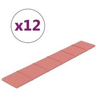 Wandpanelen 12 st 1,62 m² 90x15 cm fluweel roze - thumbnail