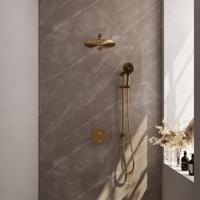 Brauer Gold Edition Thermostatische Regendoucheset Inbouw - Hoofddouche 30 cm - Rechte Wandarm - 3 Weg - Handdouche Rond 3 Standen - Doucheslang - Geintegreerde Glijstang - Geborsteld Goud - thumbnail