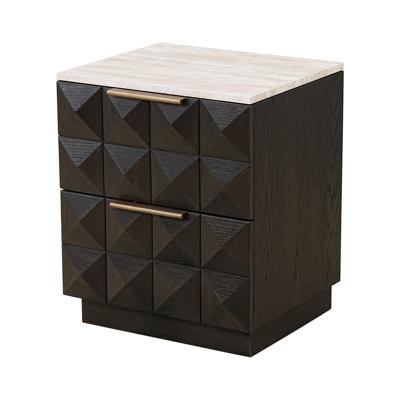 Richmond Nachtkastje 'Claremont' Eiken en travertin, 62 x 53cm Richmond Nachtkastje 'Claremont' Eiken en travertin, 62 x 53cm