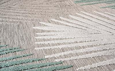 Boho&me Buitenkleed palmbladeren - Verano grijs|mint - 160x240 cm