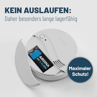 ABSINA 8X 9V blokbatterij alkaline - 9V batterij duurzaam & lekvrij voor rookmelders en nog veel meer - 9 volt blokbatterij ABSINA 8X 9V blokbatterij alkaline - 9V batterij duurzaam & lekvrij voor rookmelders en nog veel meer - 9 volt blokbatterij
