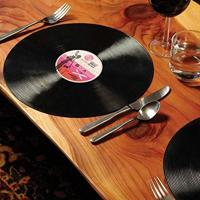 Vinyl Placemats Set van 4 - Retro LP Design - Ø 37 cm - Kleurrijk - thumbnail
