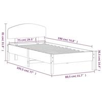 Bedframe zonder matras massief grenenhout wasbruin 75x190 cm - thumbnail