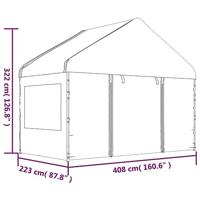 Prieel met dak 8,92x4,08x3,22 m polyetheen wit - thumbnail