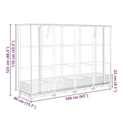 VidaXL Verhoogde plantenbak met kashoes rotanlook 160x40x123 cm VidaXL Verhoogde plantenbak met kashoes rotanlook 160x40x123 cm