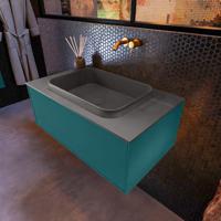 Badkamermeubelset Mondiaz Erin 80 cm met 1 Lade met RIDGE Wastafel Midden Dark grey Zonder Kraangaten Greeploos Mat Smag - thumbnail