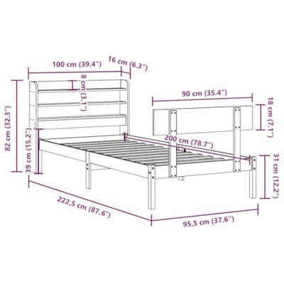 Bedframe zonder matras massief grenenhout 90x200 cm