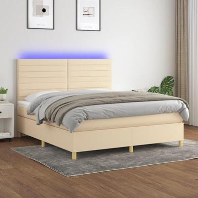 Boxspring met matras en LED stof crèmekleurig 160x200 cm