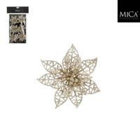 Mica Decorations Clip Poinsettia 1x8 cm 6 Stuks Champagne - thumbnail