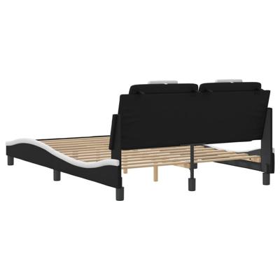 Bedframe met hoofdbord kunstleer zwart en wit 140x200 cm