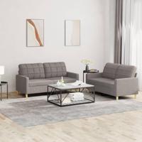 2-delige Loungeset met kussens stof taupe - thumbnail