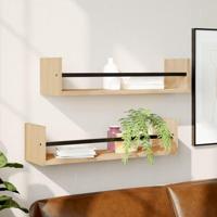 Wandschappen met stangen 2 st 60x16x14 cm sonoma eikenkleurig - thumbnail