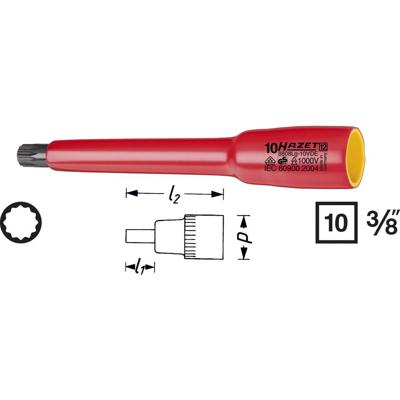 HAZET Dopsleutelbit · geïsoleerd 8808LG-8KV · 3/8 inch (10 mm) vierkant hol · Binnenveeltandprofiel XZN · SW M8