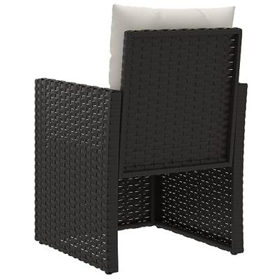 3-delige Loungeset met kussens poly rattan zwart