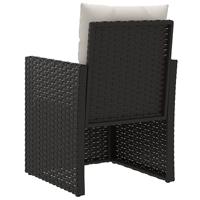 3-delige Loungeset met kussens poly rattan zwart - thumbnail