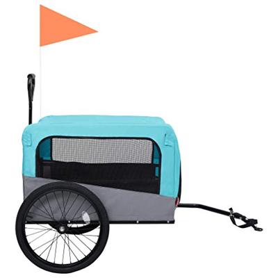 Fietstrailer en hondenwagen 2-in-1 blauw en grijs - thumbnail