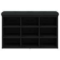 Schoenenbank 82x32x50 cm bewerkt hout zwart - thumbnail