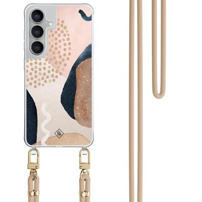 Samsung Galaxy S25 FE hoesje met beige koord - Abstract dots Samsung Galaxy S25 FE hoesje met beige koord - Abstract dots