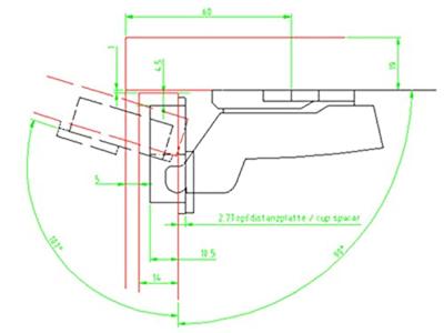 Potscharnier Sensys 8645, Basis -4mm, TB 55, Fix