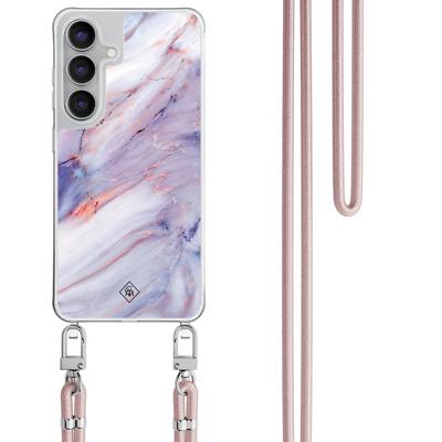 Samsung Galaxy S25 FE hoesje met rosegoud koord - Marmer paars Samsung Galaxy S25 FE hoesje met rosegoud koord - Marmer paars