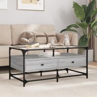 Salontafel met glazen blad 98,5x50x45 cm staal - thumbnail