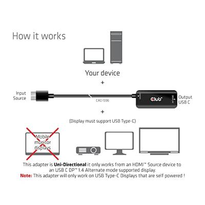 club3D USB Adapter [1x HDMI-bus, Micro-USB - 1x USB-C bus] Adapter HDMI + MicroUSB - USB-C 1 m