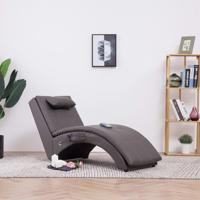 Massage chaise longue met kussen kunstleer grijs - thumbnail