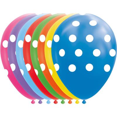 Globos Ballonnen stippen mix kleuren 30cm, 8st.
