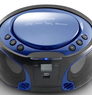 Lenco Boombox SCD-550 Blauw draagbaar met discolichteffect, FM-radio, USB Playback, Bluetooth, AUX-ingang, hoofdtelefoonaansluiting Blauw,Blauw/Zwart
