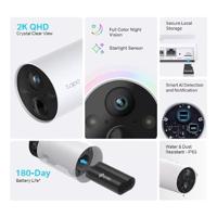 Tapo 2K QHD draadloze outdoor beveiligingscamera, 1 cam met hub inbegrepen, 180 dagen oplaadbare batterij, 4 MP, kleur nachtzicht, AI-detectie, SD-opslag, werkt met Alexa en Google (Tapo C420S1) - thumbnail