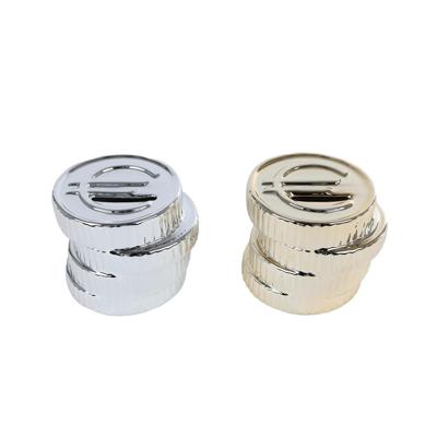 Spaarpot Euromunt zilver/goud 9,5x9x8cm
