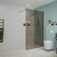 Fortifura Galeria inloopdouche - 120x200cm - rookglas - wandarm - Geborsteld Gunmetal PVD SW797944/SW797907 - thumbnail